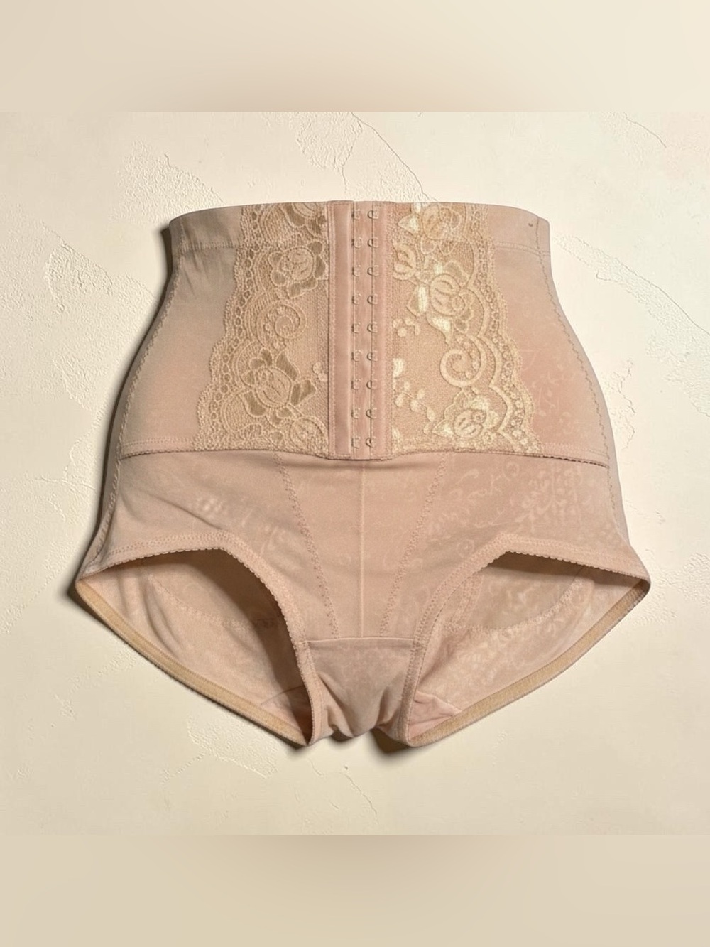 F.I.X Brand High-Waist Lace Front Shaping Brief - Nude Beige